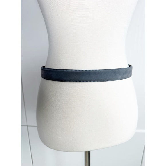 Gray Suede Leather Belt with Gold Tone Hardware Size Medium New York Studio - Picture 4 of 9